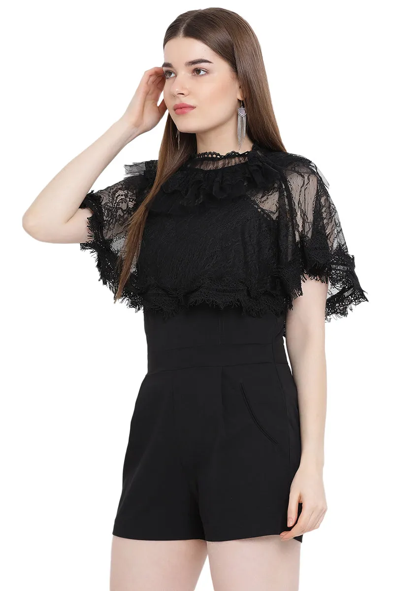 Midnight Lace Cape Play Suit