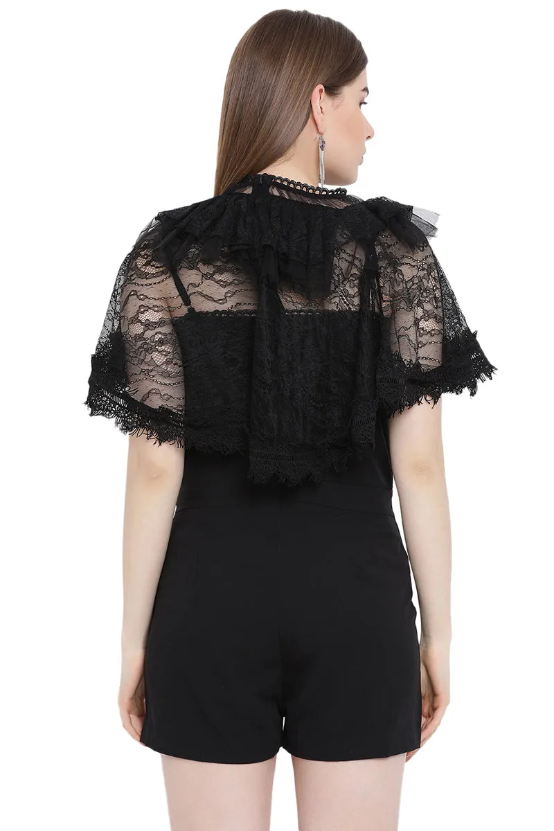 Midnight Lace Cape Play Suit