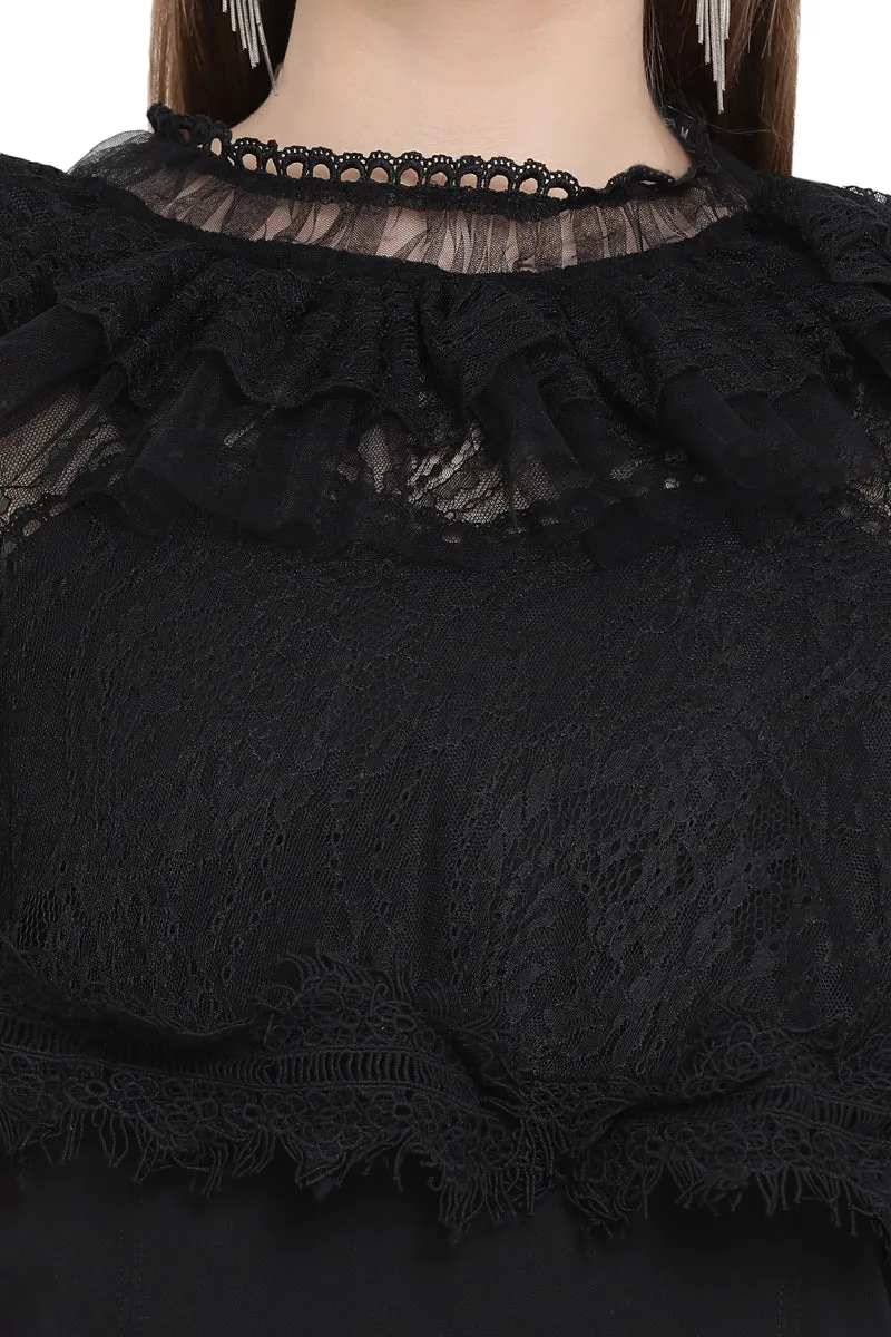 Midnight Lace Cape Play Suit