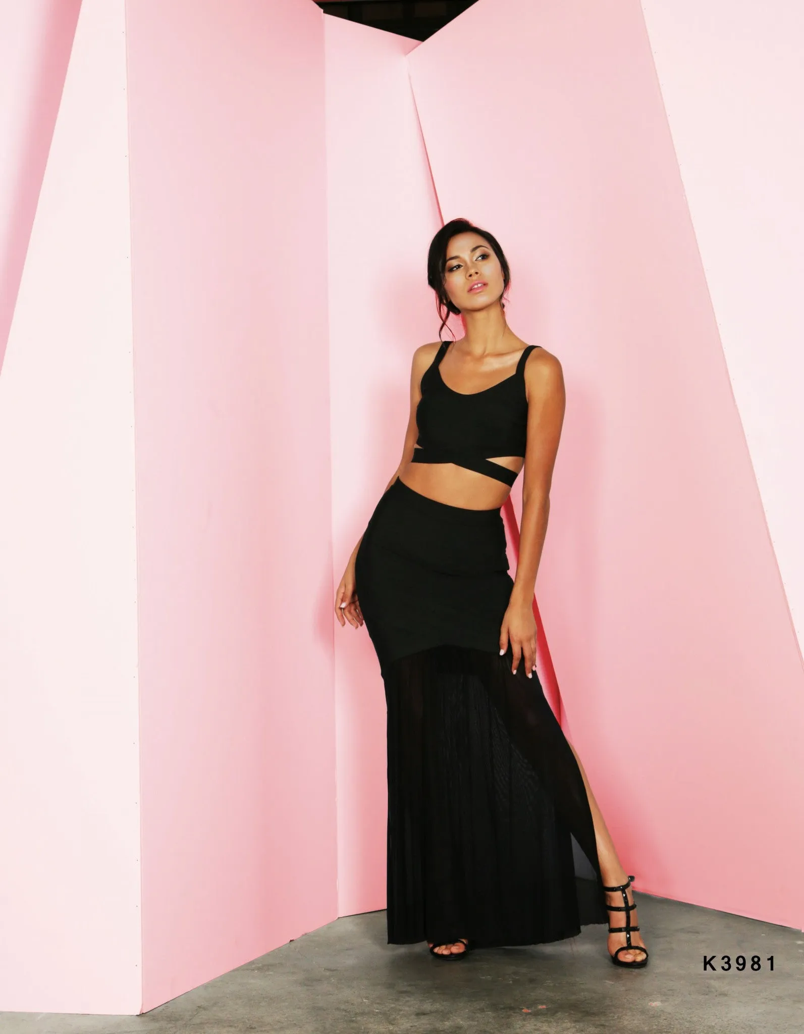 Naughty Grl Two Piece Bandage Dress - Black