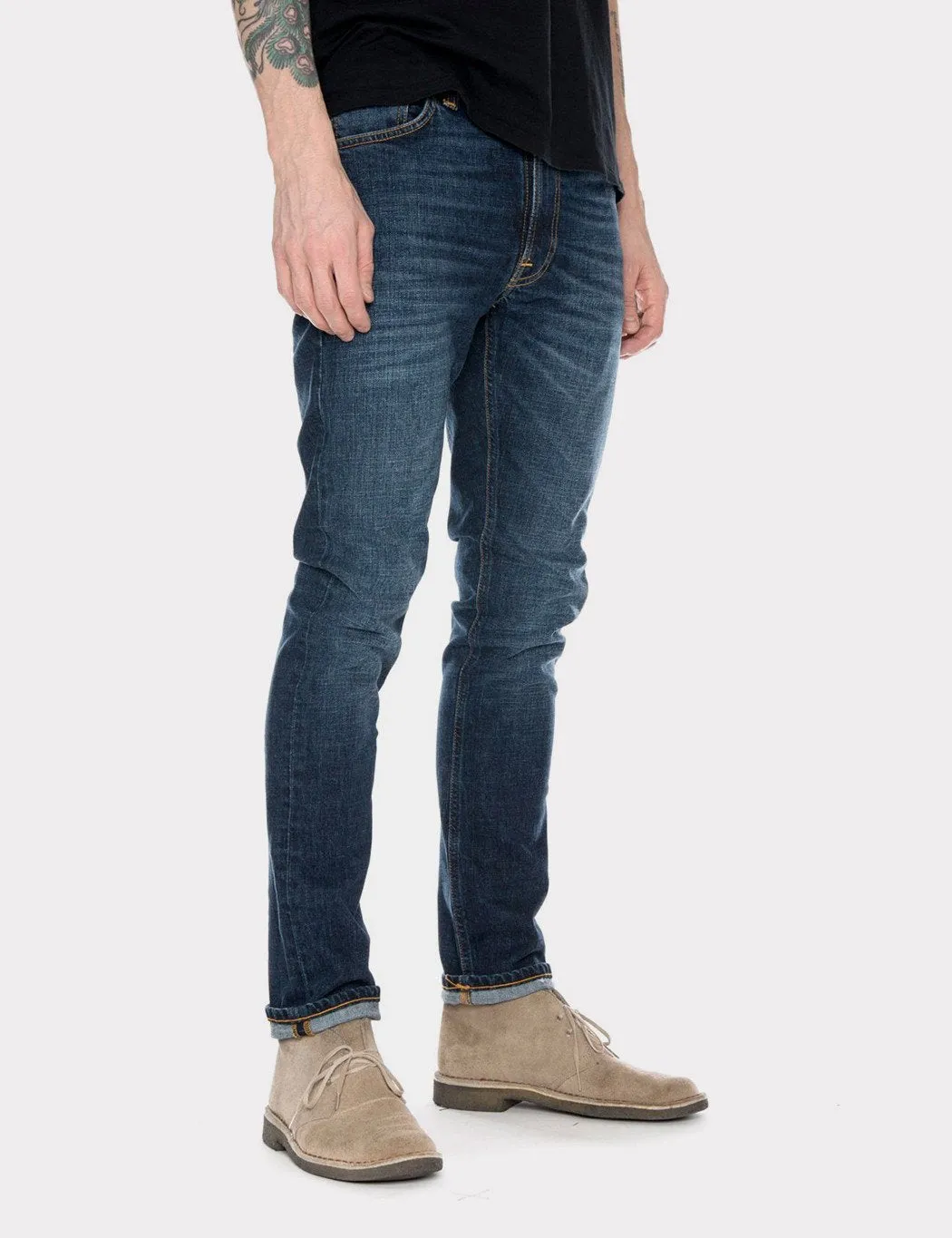Nudie Lean Dean Jeans (Slim Tapered) - Dark Worn Navy