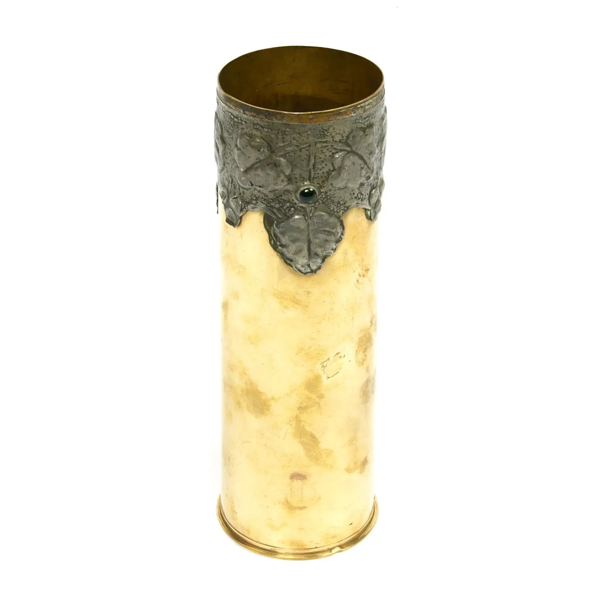 Original French WWI 75mm Field Gun Brass Shell Casing Trench Art Vase circa 1917