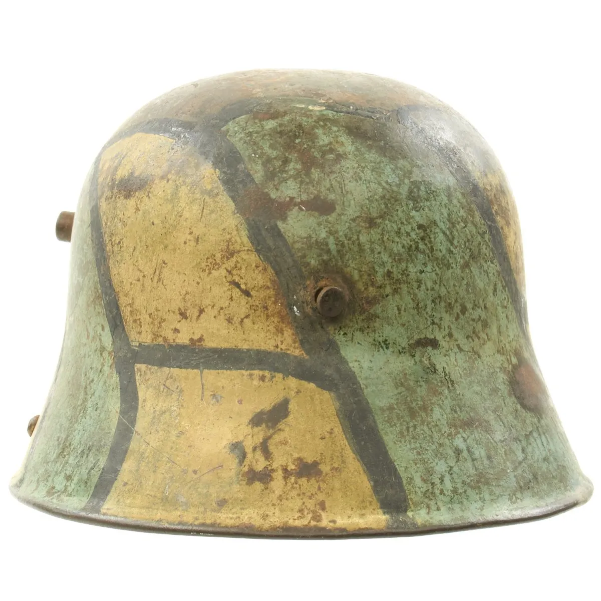 Original German WWI M16 Helmet with Original Camouflage Paint