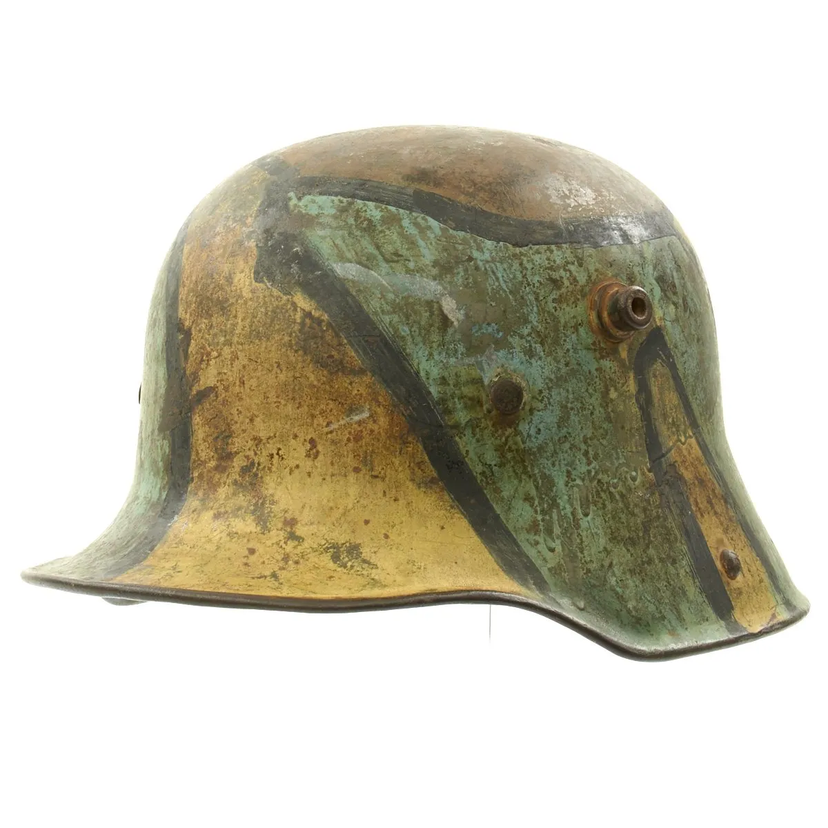 Original German WWI M16 Helmet with Original Camouflage Paint
