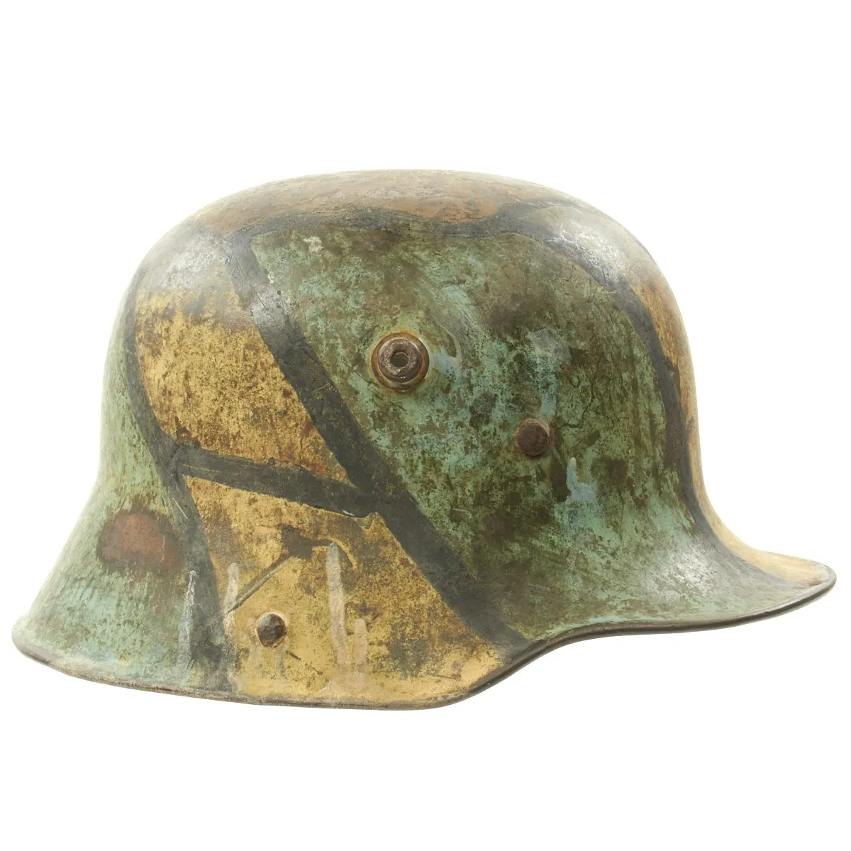 Original German WWI M16 Helmet with Original Camouflage Paint