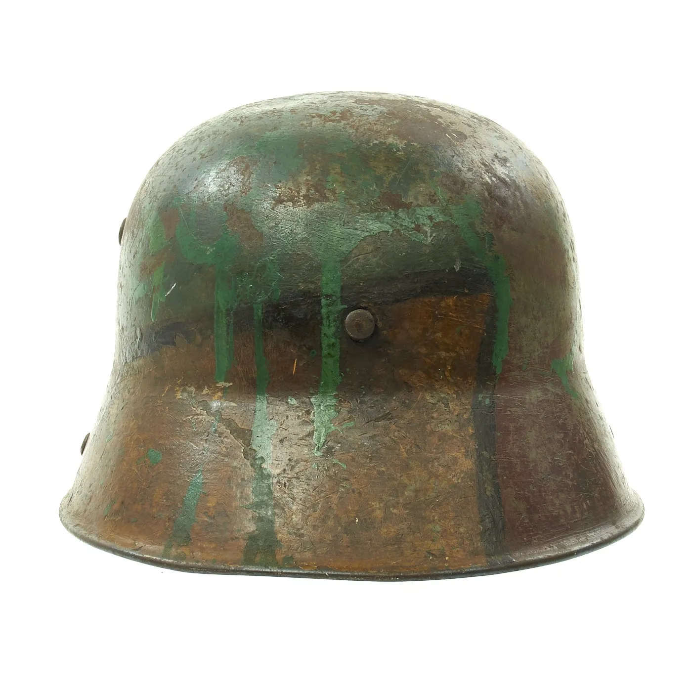 Original German WWI M16 M17 Stahlhelm Helmet with Original Camouflage Paint and Liner