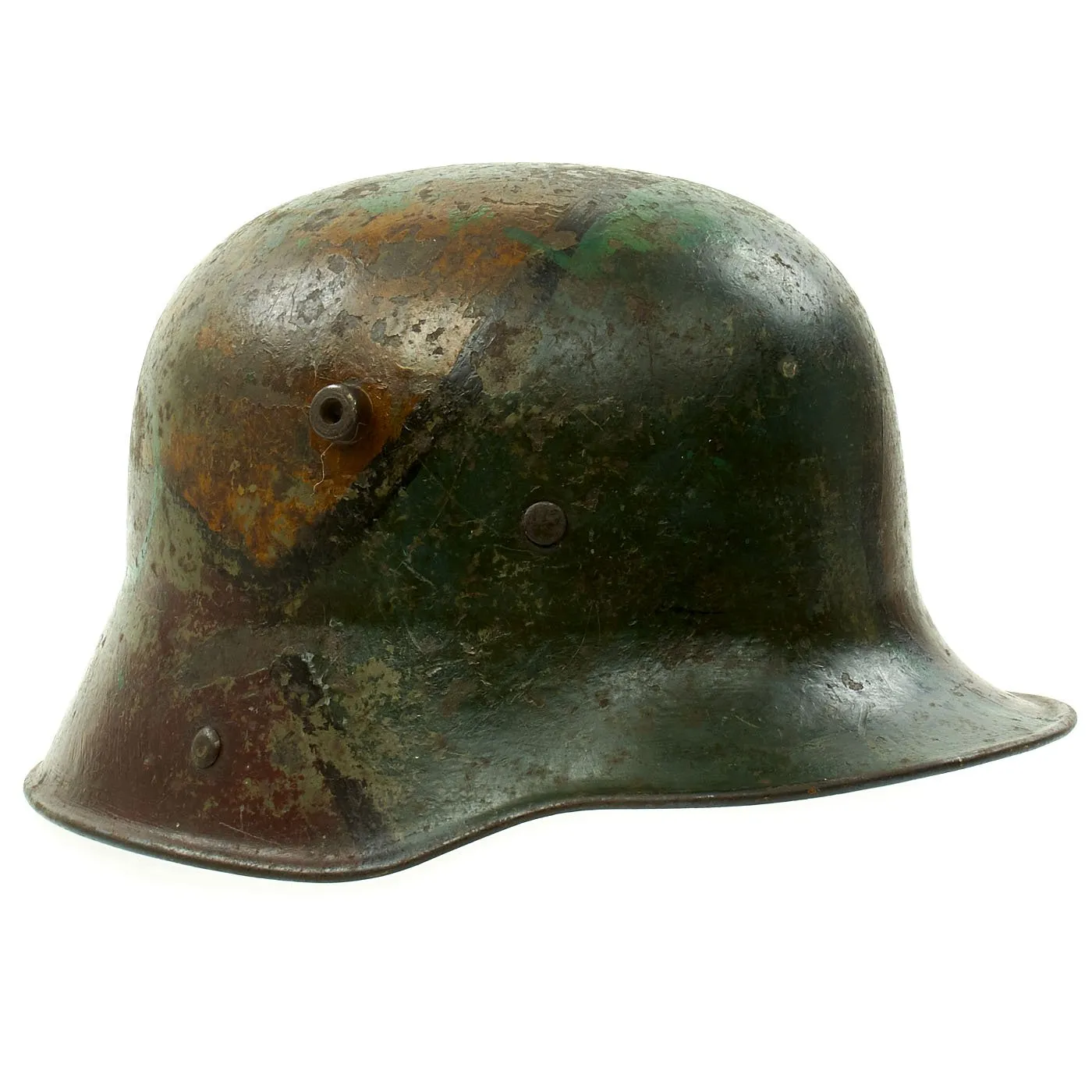 Original German WWI M16 M17 Stahlhelm Helmet with Original Camouflage Paint and Liner