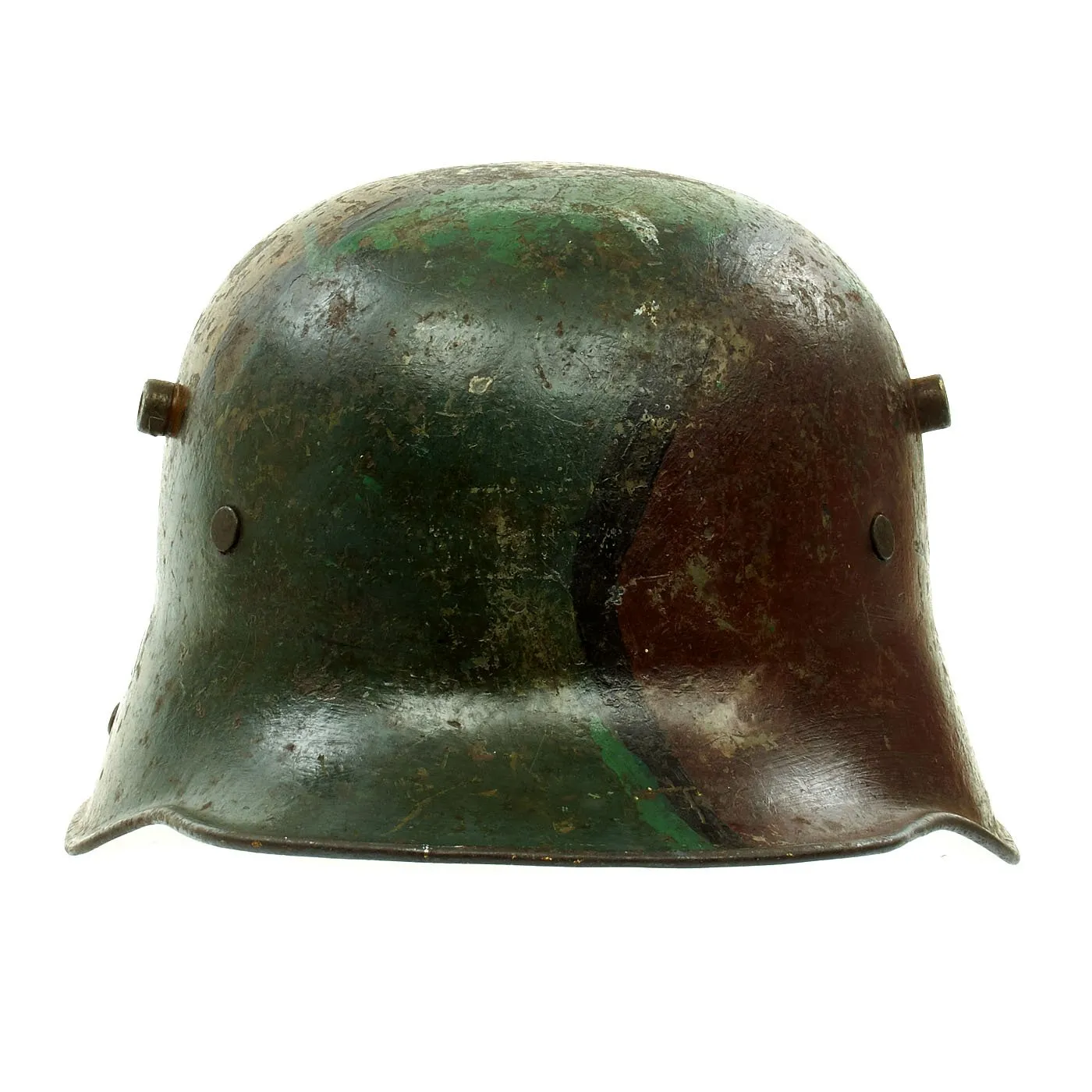 Original German WWI M16 M17 Stahlhelm Helmet with Original Camouflage Paint and Liner
