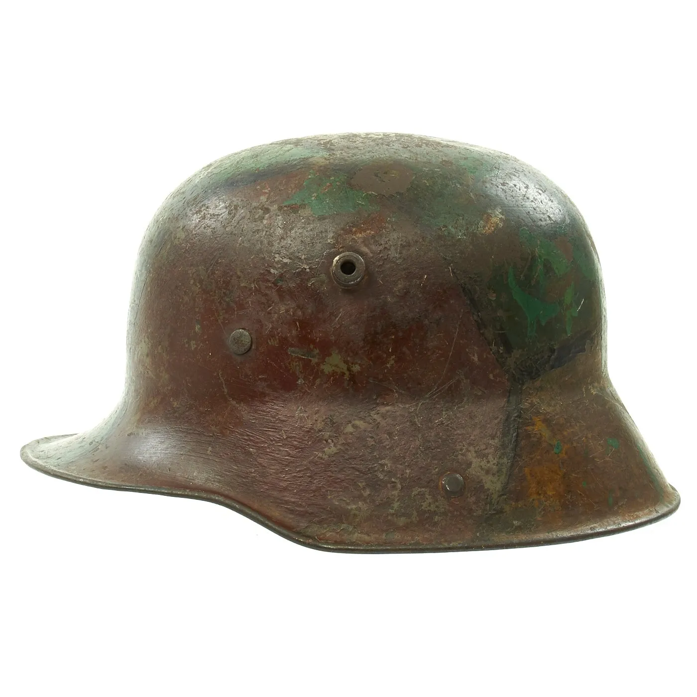 Original German WWI M16 M17 Stahlhelm Helmet with Original Camouflage Paint and Liner