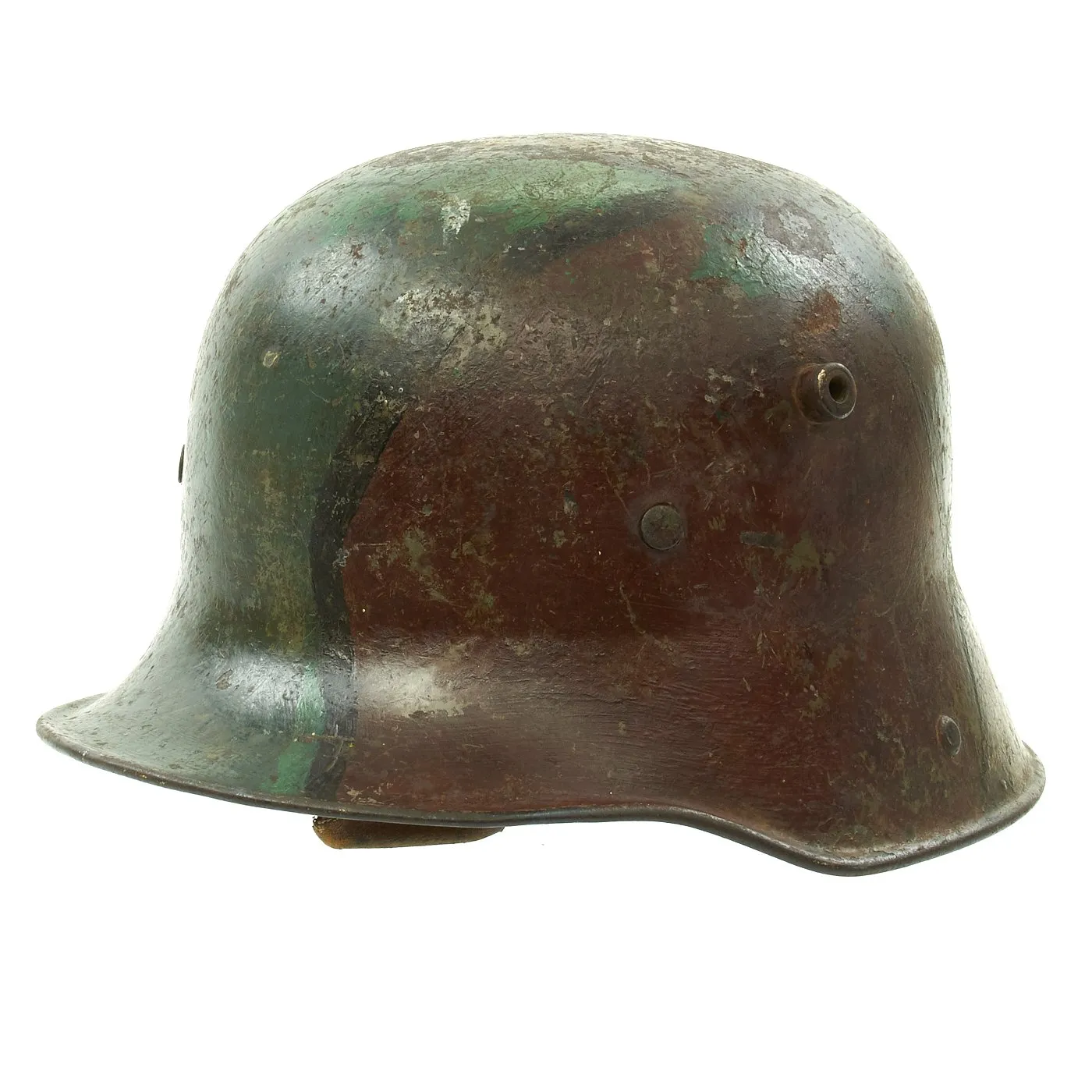 Original German WWI M16 M17 Stahlhelm Helmet with Original Camouflage Paint and Liner