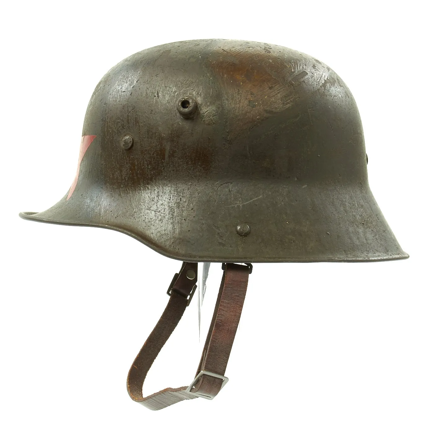 Original German WWI M16 Russian Capture Helmet with Red Star and Camouflage Paint  - Featured in Book