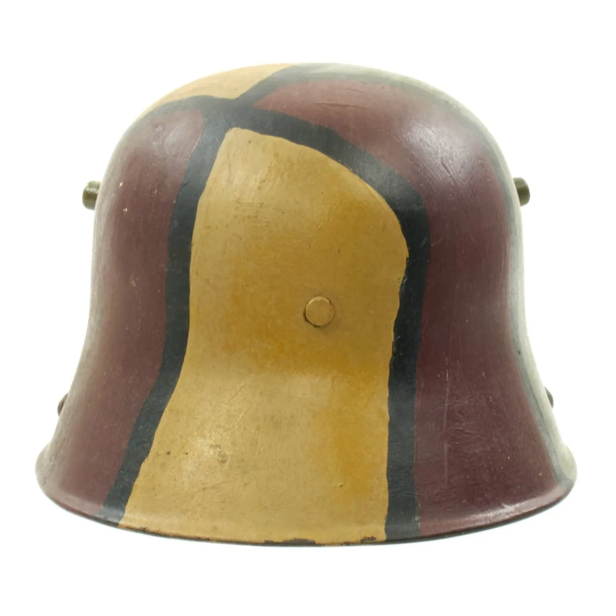Original German WWI M16 Stahlhelm Helmet with Original Camouflage Paint and Liner