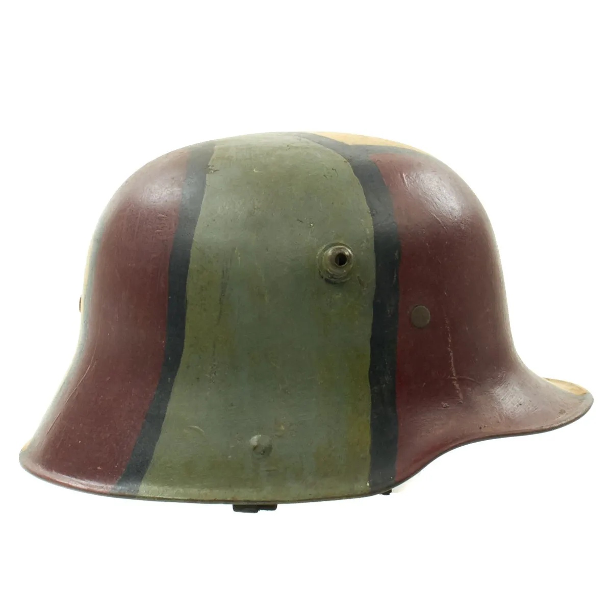 Original German WWI M16 Stahlhelm Helmet with Original Camouflage Paint and Liner