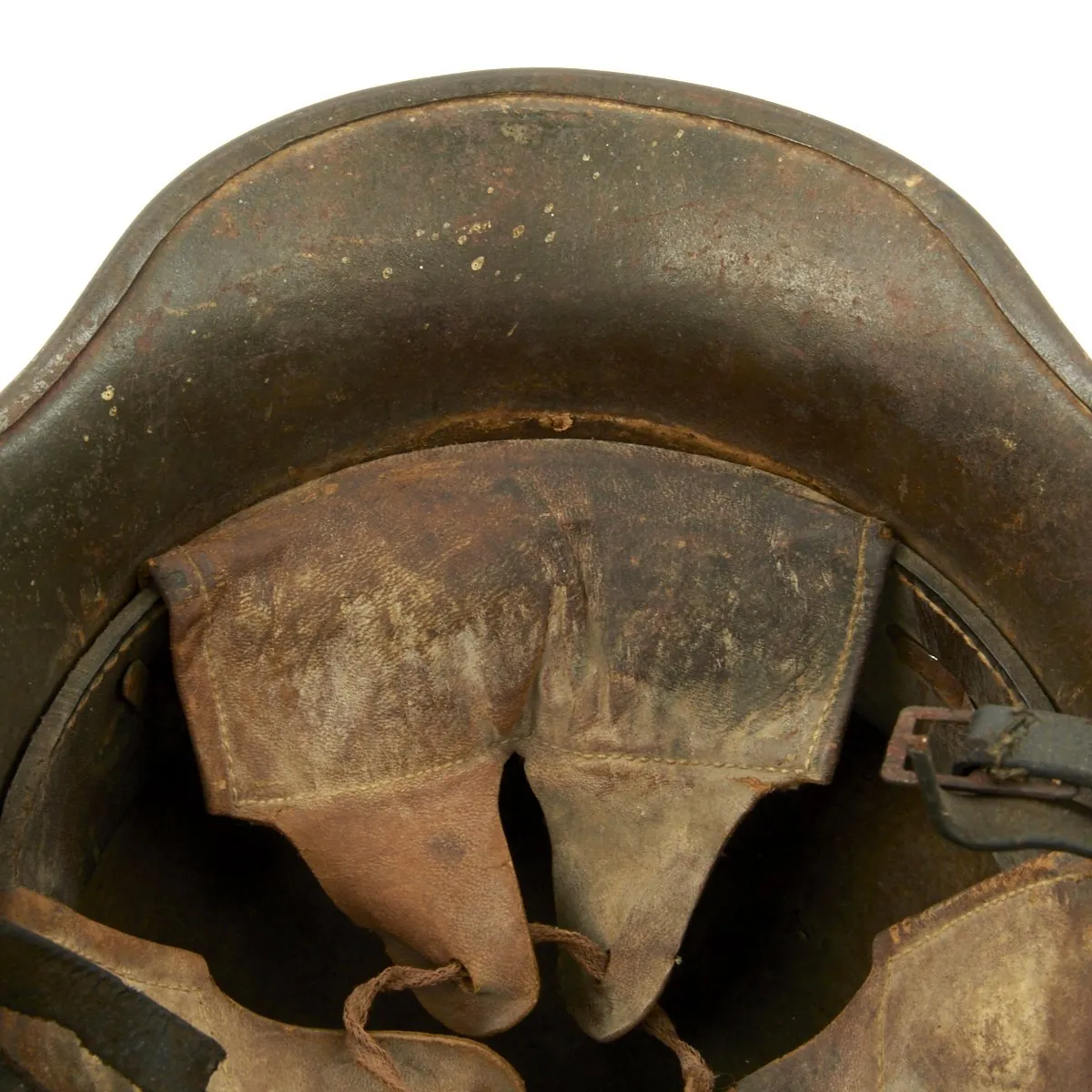 Original German WWI M16 Stahlhelm Helmet with Original Camouflage Paint and Liner