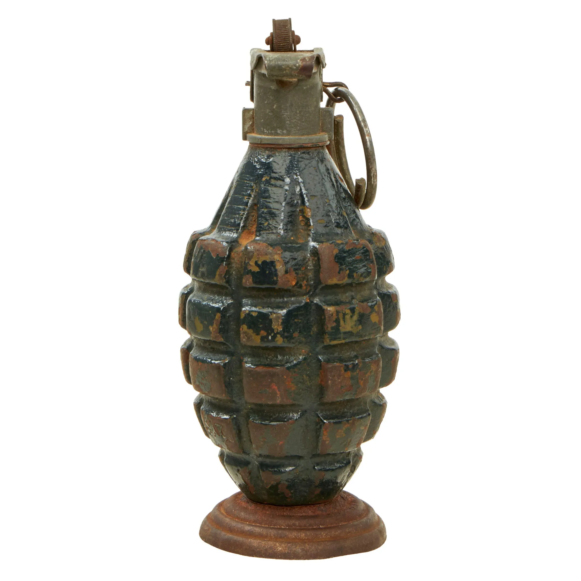 Original U.S. WWII Trench Art Desk Lighter made from MkII Pineapple Grenade