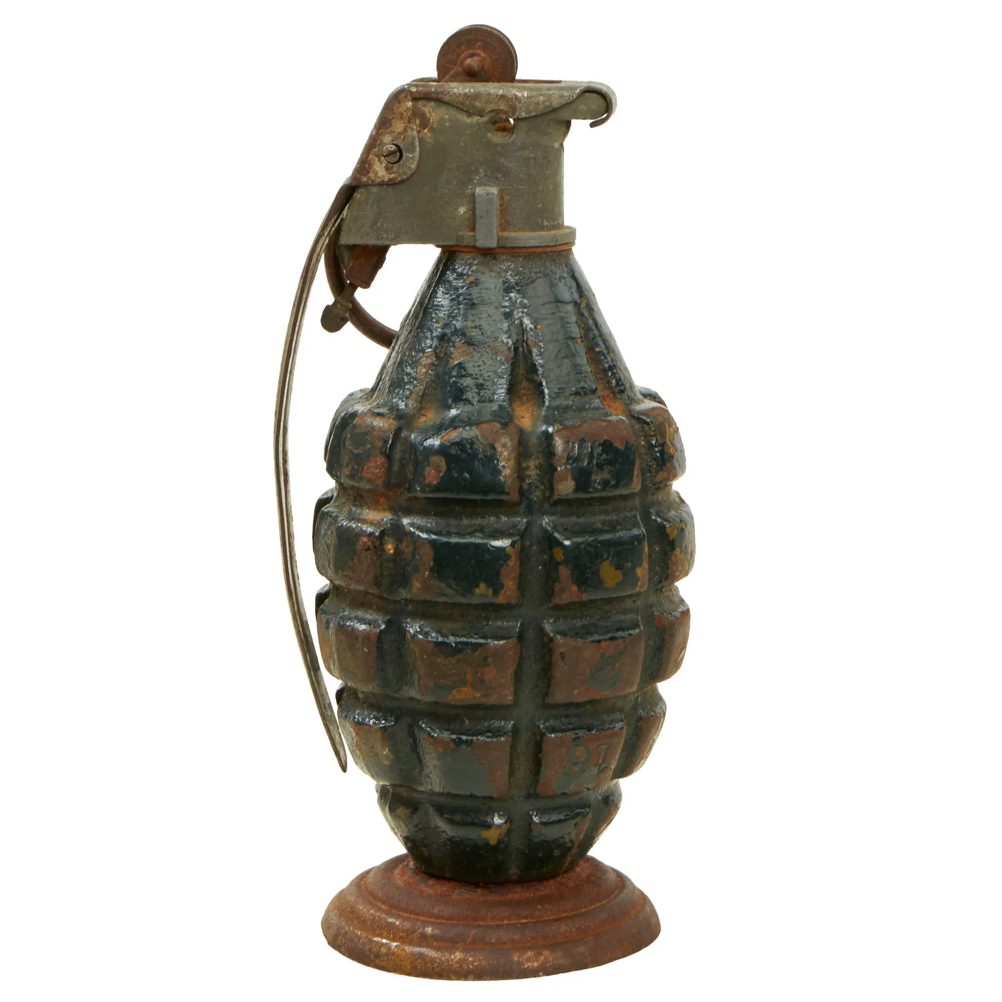 Original U.S. WWII Trench Art Desk Lighter made from MkII Pineapple Grenade