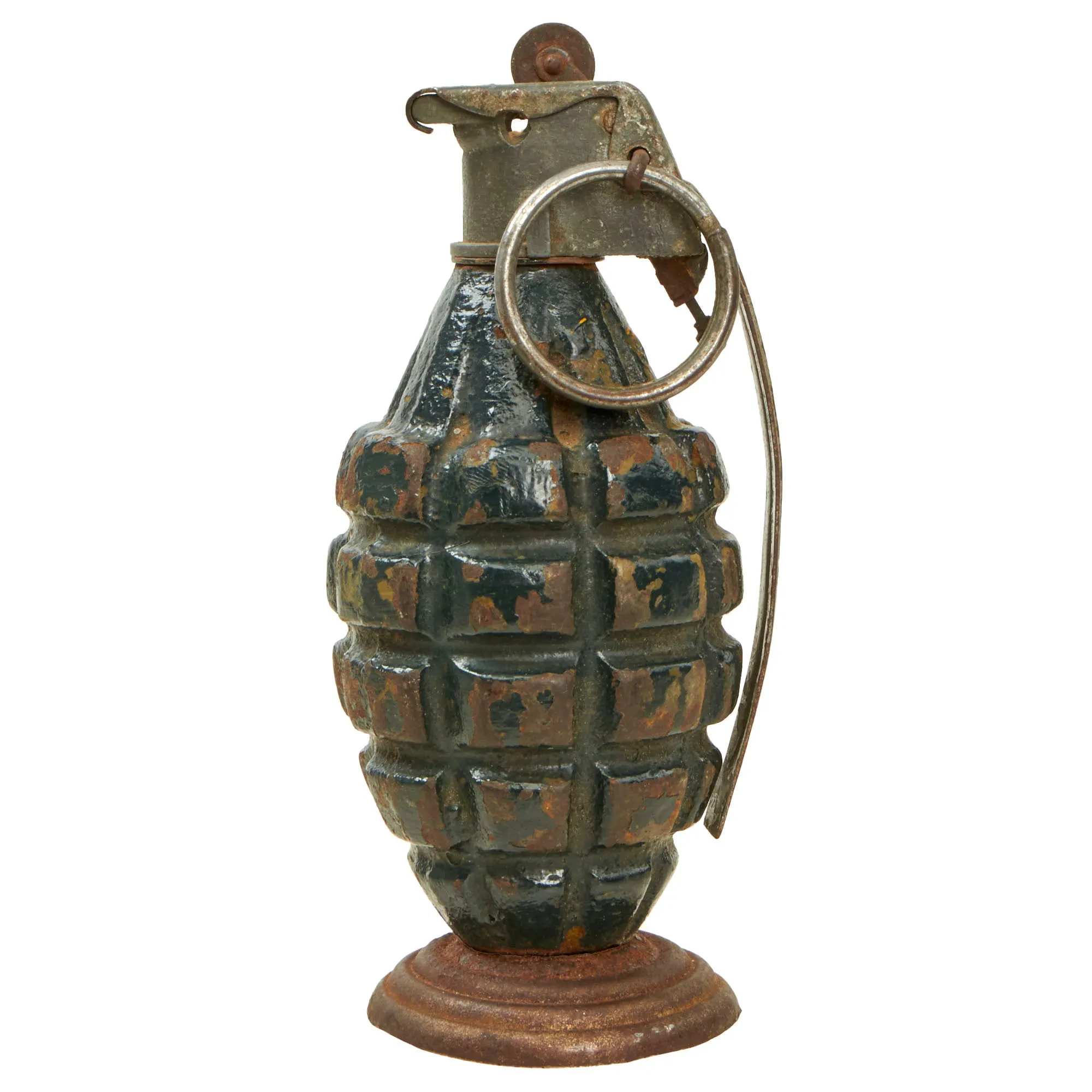 Original U.S. WWII Trench Art Desk Lighter made from MkII Pineapple Grenade