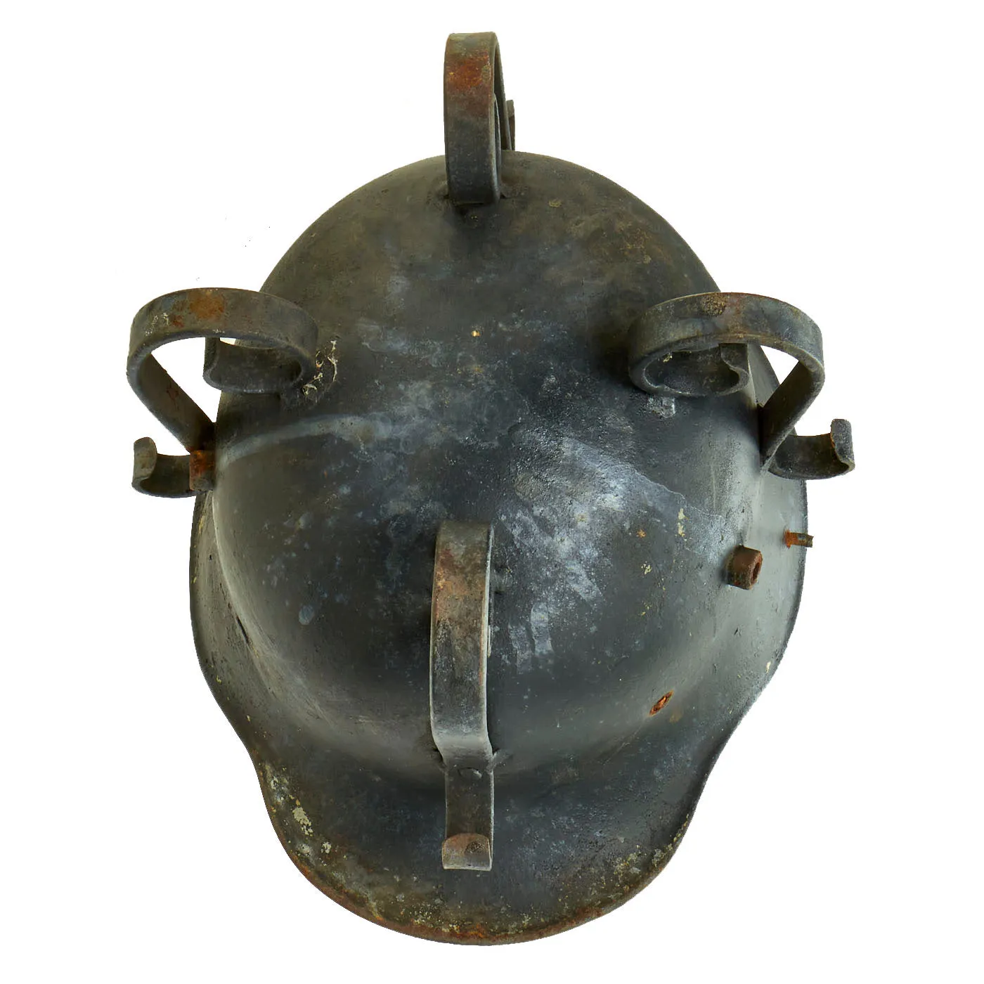 Original WWI Imperial German M-16 Helmet Stahlhelm Made into Trench Art Coal Scuttle