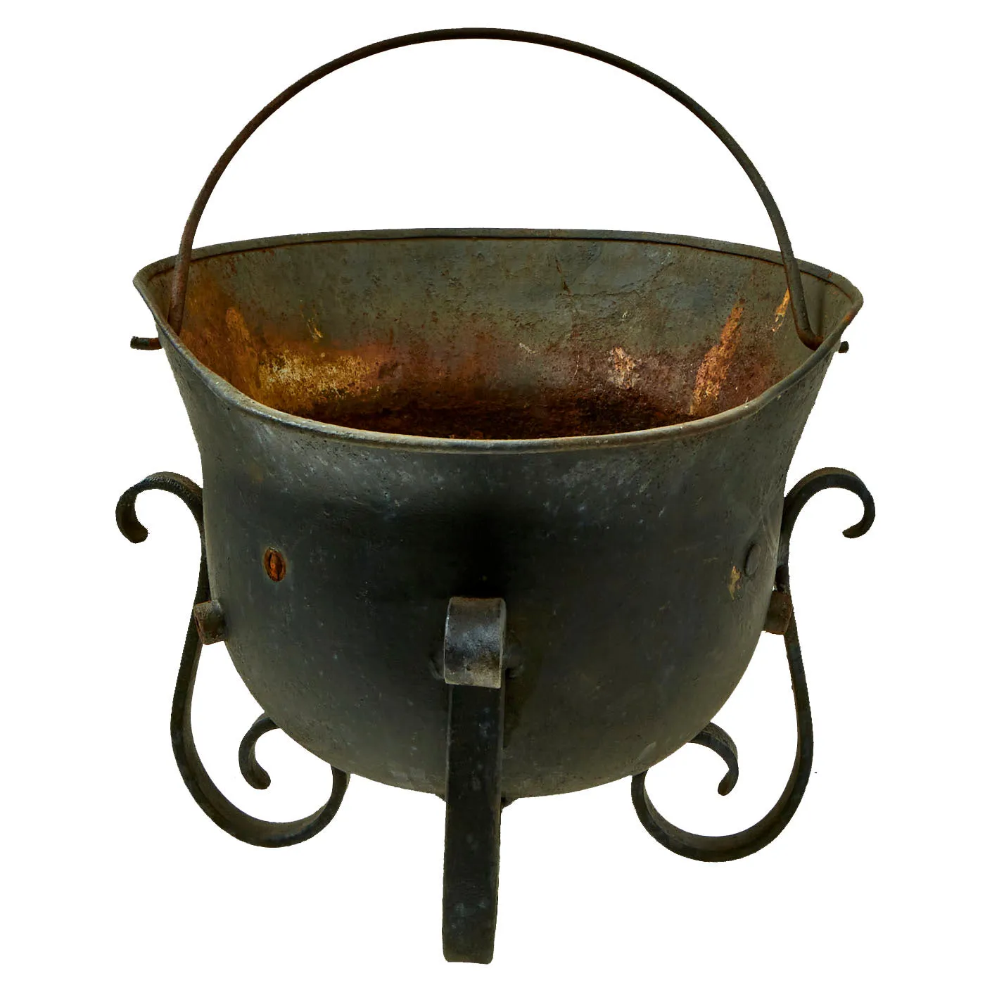 Original WWI Imperial German M-16 Helmet Stahlhelm Made into Trench Art Coal Scuttle