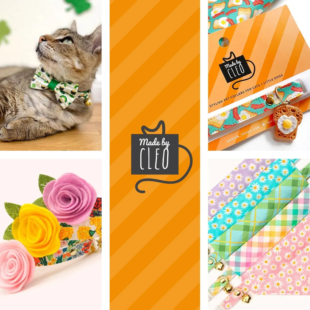 Pet Bandana - "Carmel" - Mint Green Plaid Bandana for Cat   Small Dog / Spring, Summer, Easter / Slide-on Bandana / Over-the-Collar (One Size)