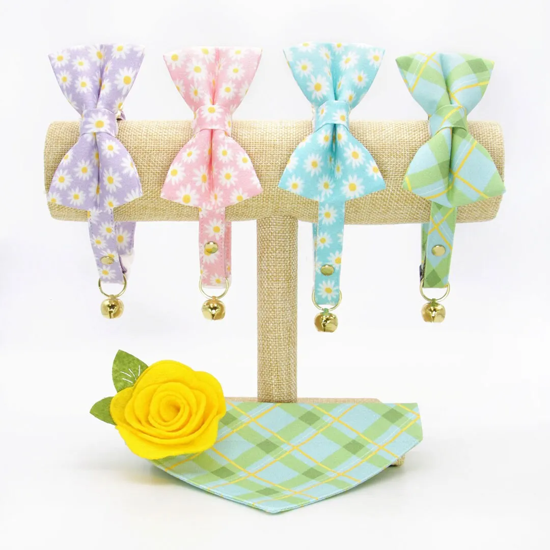 Pet Bandana - "Carmel" - Mint Green Plaid Bandana for Cat   Small Dog / Spring, Summer, Easter / Slide-on Bandana / Over-the-Collar (One Size)
