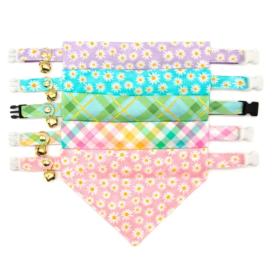 Pet Bandana - "Carmel" - Mint Green Plaid Bandana for Cat   Small Dog / Spring, Summer, Easter / Slide-on Bandana / Over-the-Collar (One Size)