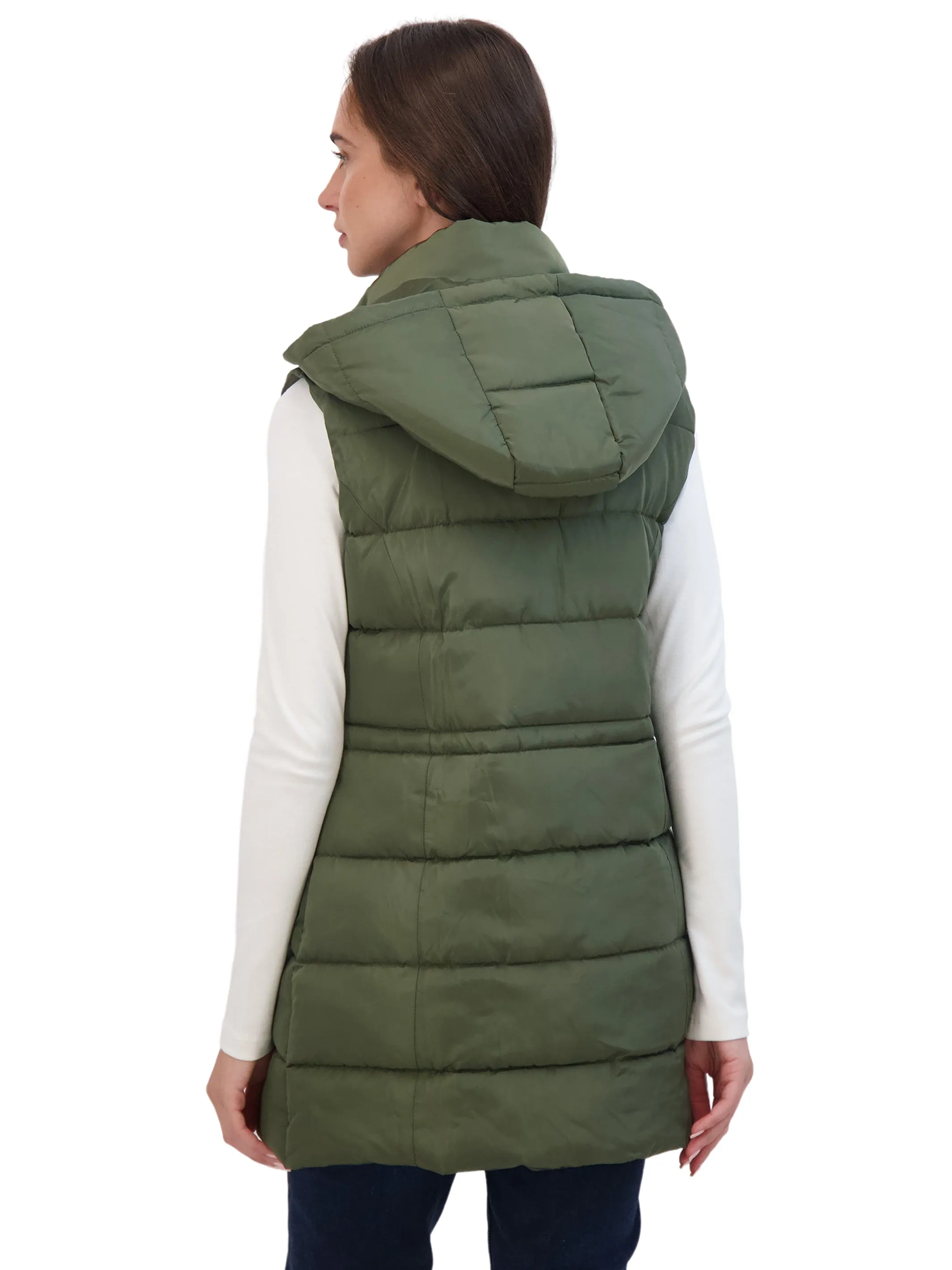 Sebby Collection Women's Puffer Vest With Drawstring Waist