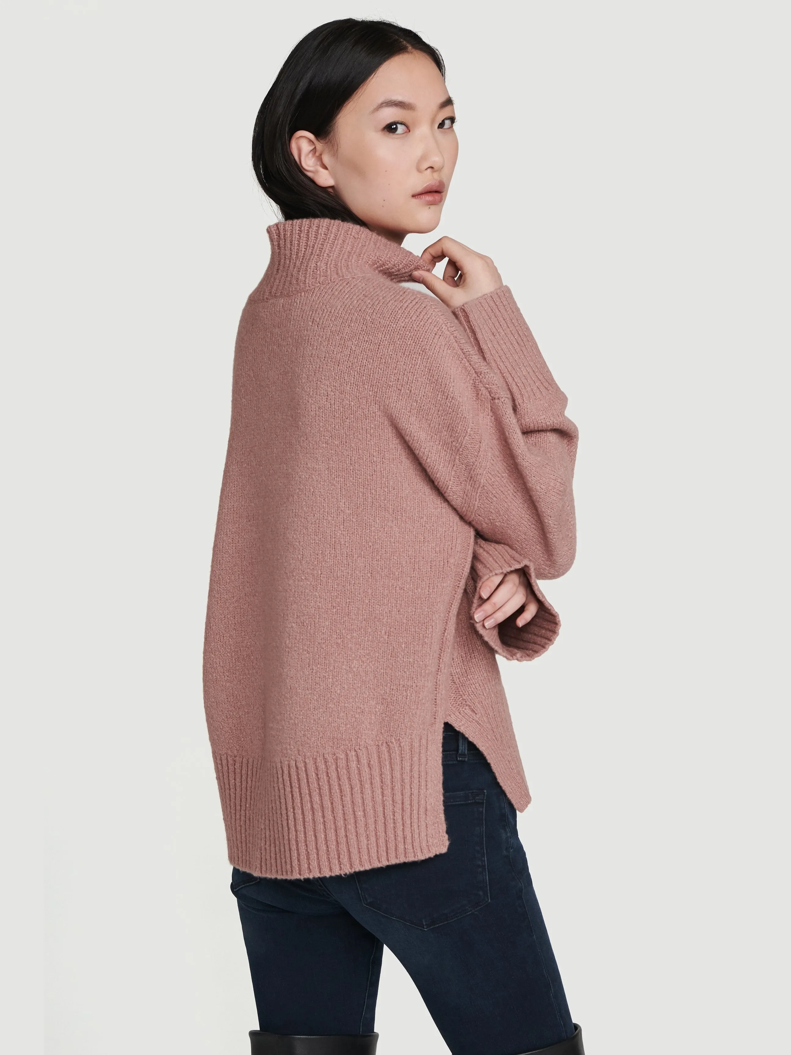 Side Slit Turtleneck -- Rosewood