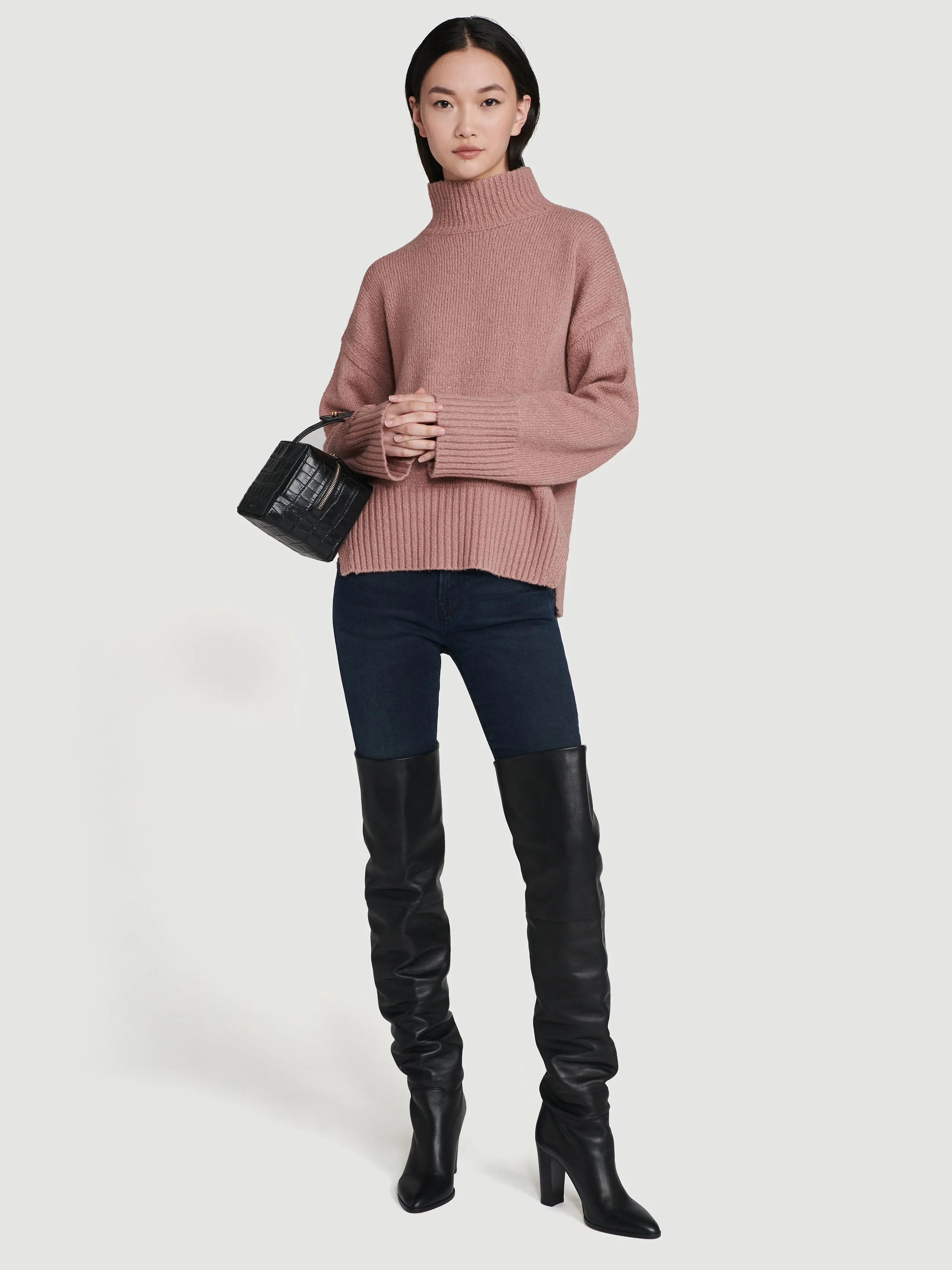 Side Slit Turtleneck -- Rosewood