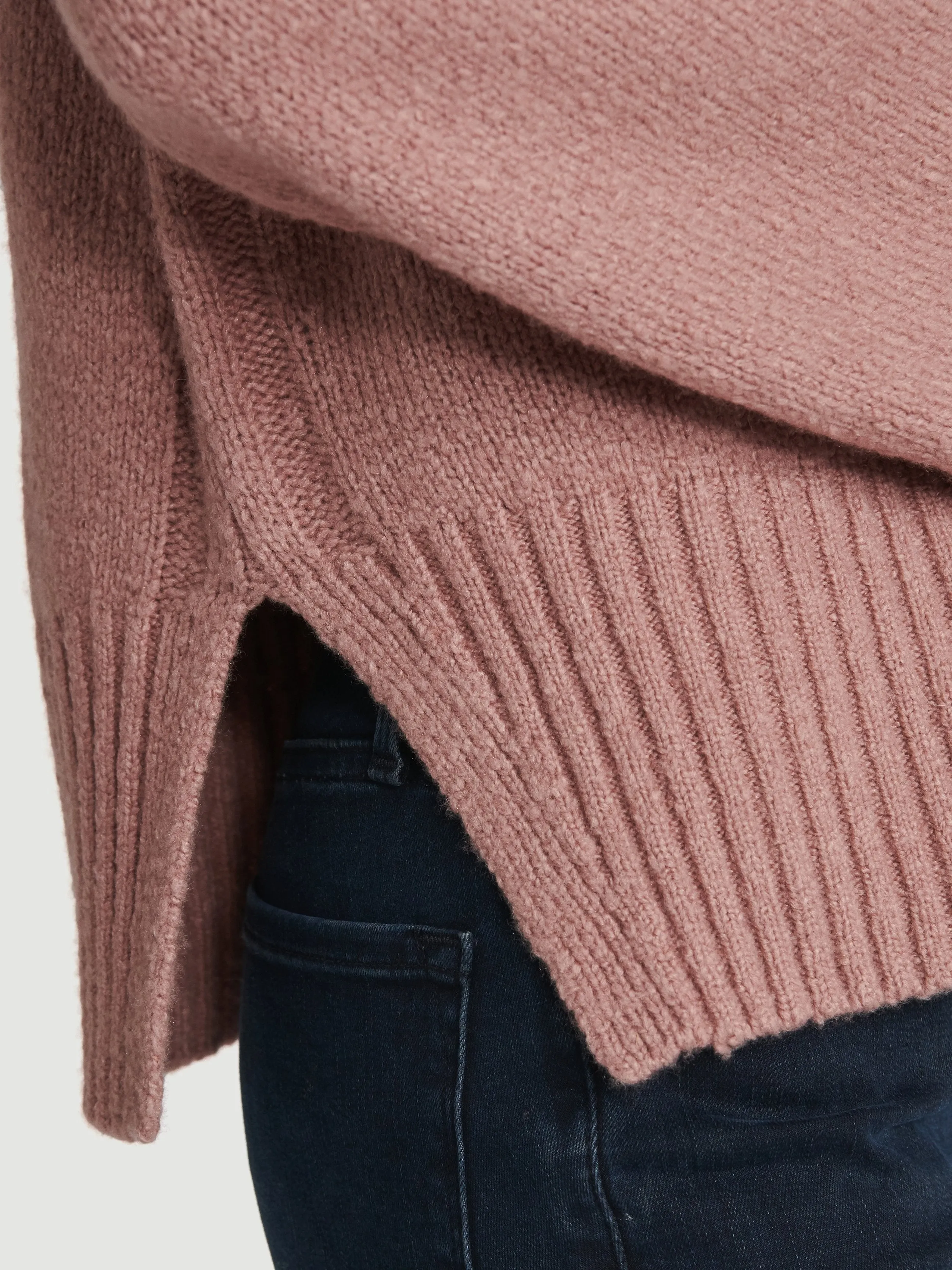 Side Slit Turtleneck -- Rosewood