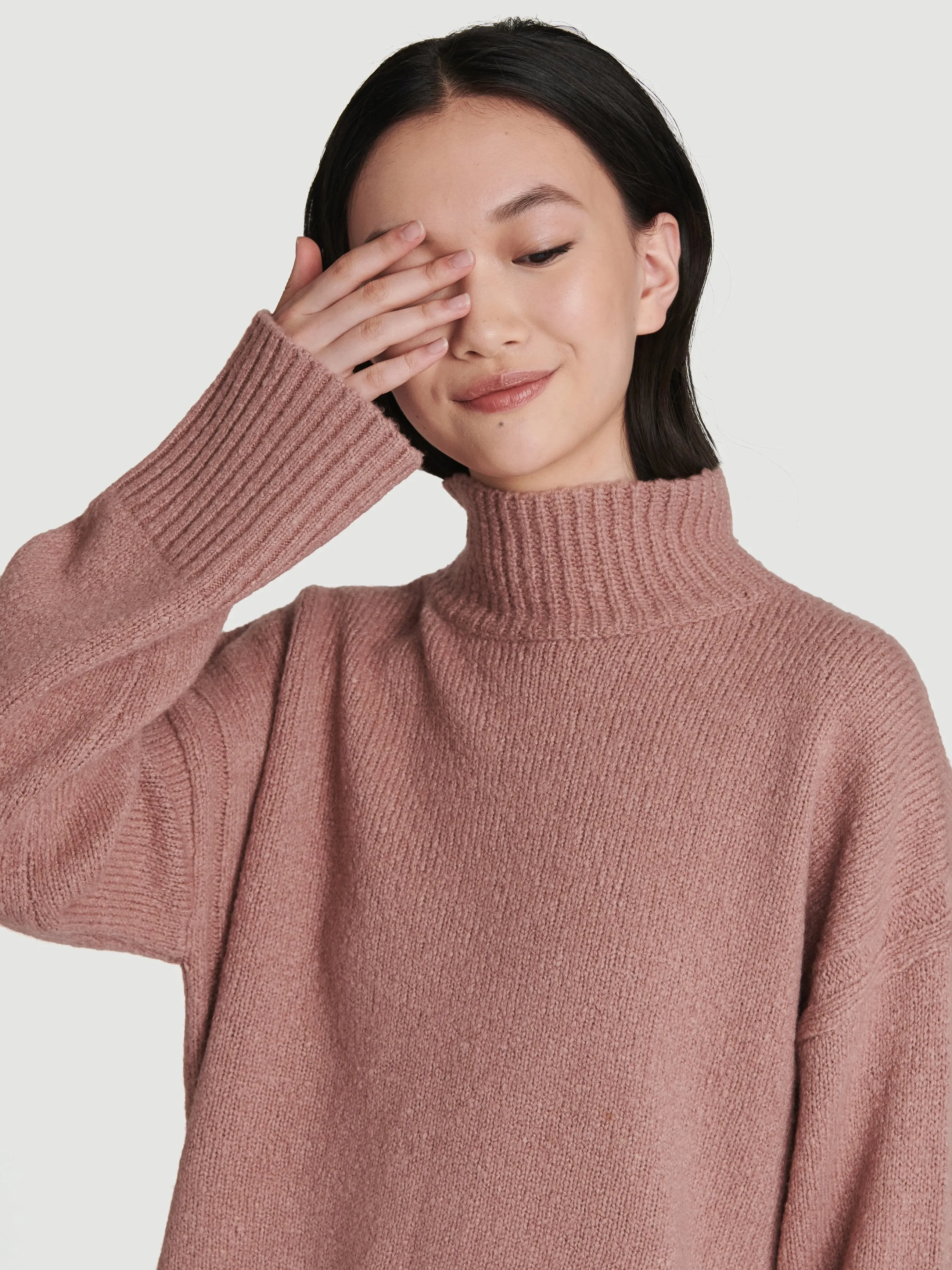 Side Slit Turtleneck -- Rosewood