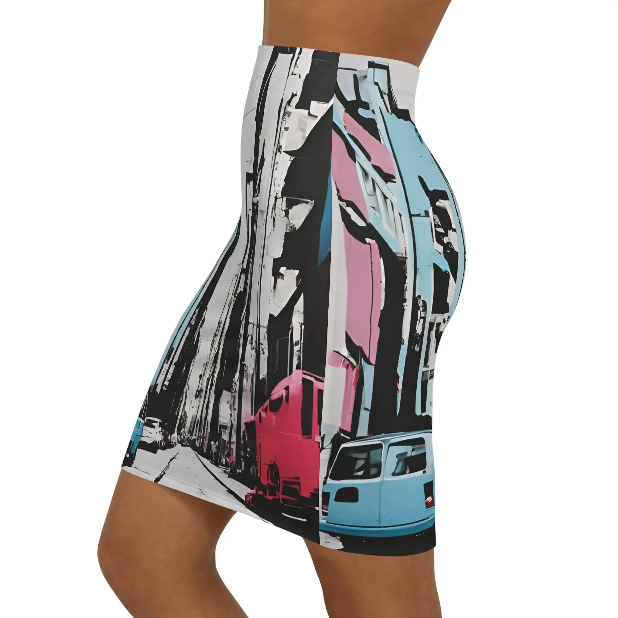 Skirt Mid-Waist Pencil Street Art Inspired Women's