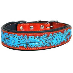 Strong Genuine Leather Dog Collar Padded Mahogany Hilason
