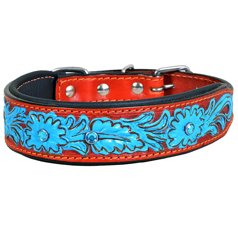 Strong Genuine Leather Dog Collar Padded Mahogany Hilason