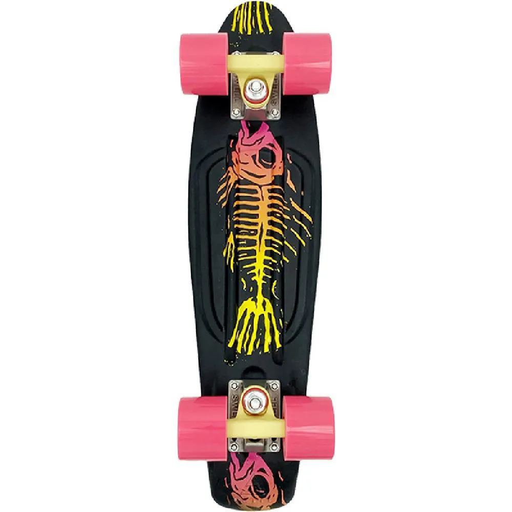 Swell 22" Complete Fishbone Black Yellow Pink mini Skateboard