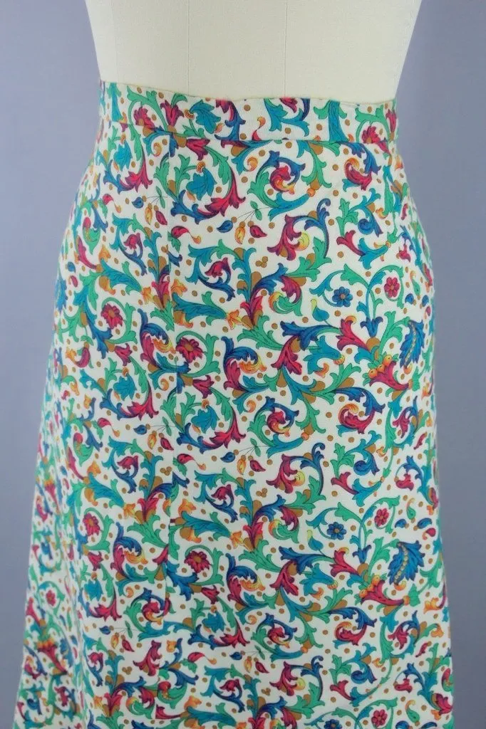 Vintage Ivy Print Floral Pencil Skirt