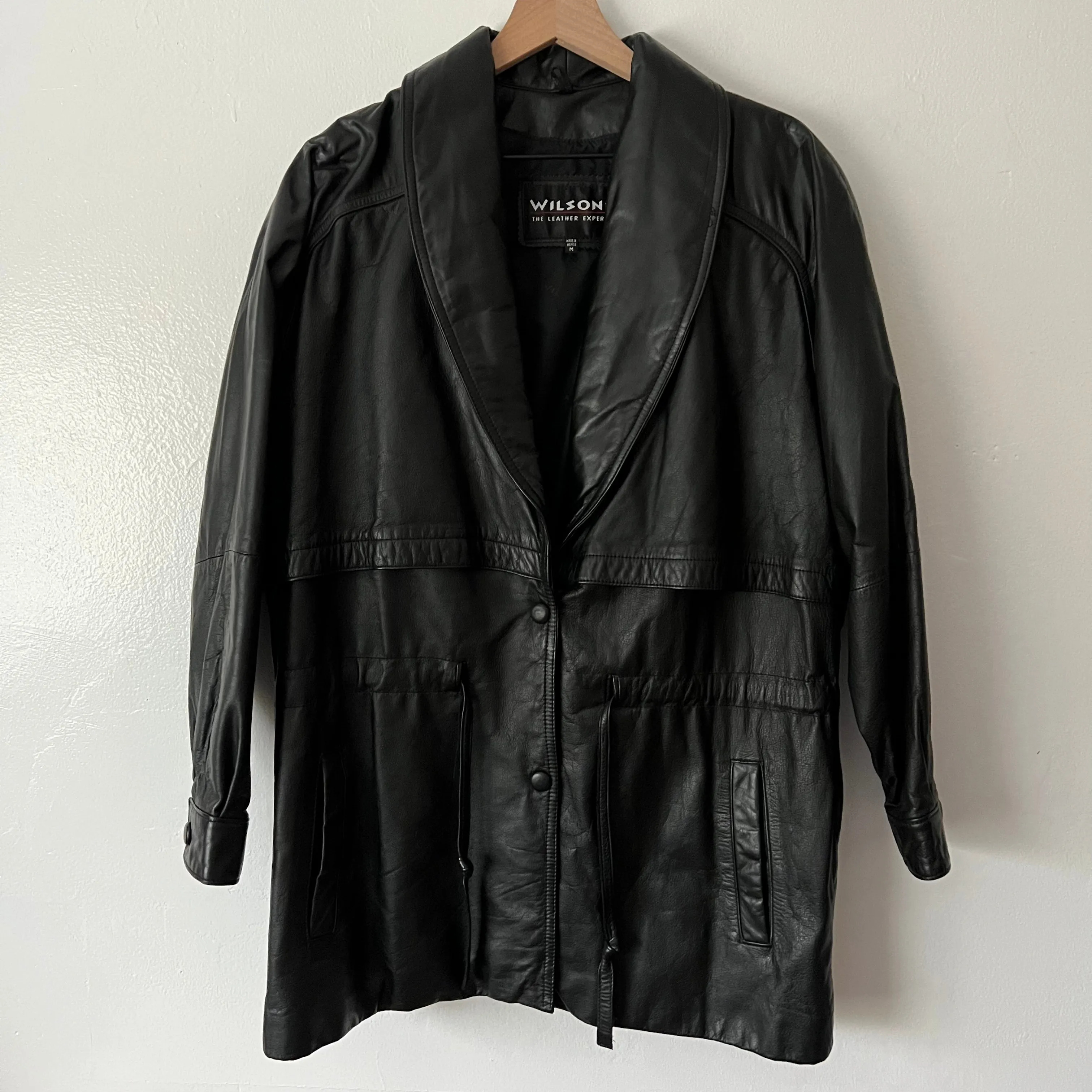 Wilsons The Leather Experts Black Leather Coat Jacket