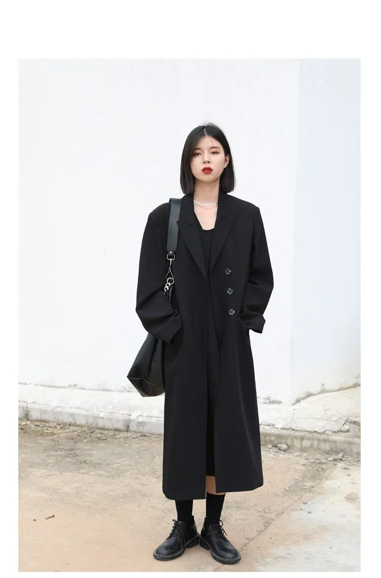 Wjczt Women Blazers Thick Long Trench Coat Women's Tailored Coats Windbreaker Outerwear Female Top Office Lady Autumn Winter
