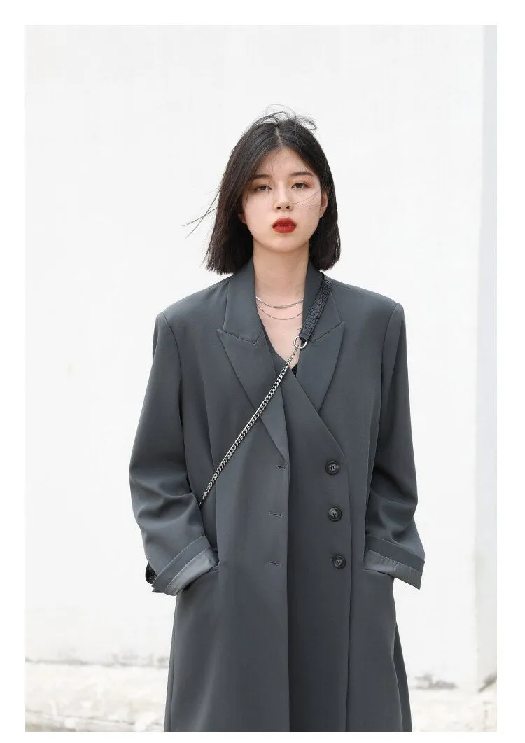 Wjczt Women Blazers Thick Long Trench Coat Women's Tailored Coats Windbreaker Outerwear Female Top Office Lady Autumn Winter
