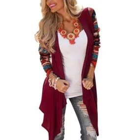 Women Long Sleeve Stripe Casual Cardigan