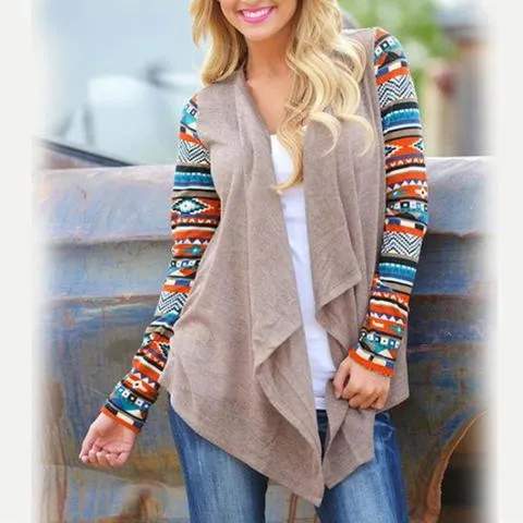 Women Long Sleeve Stripe Casual Cardigan