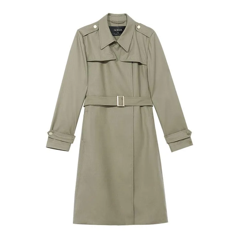 Worsted Woolen Trench Coat With Belt