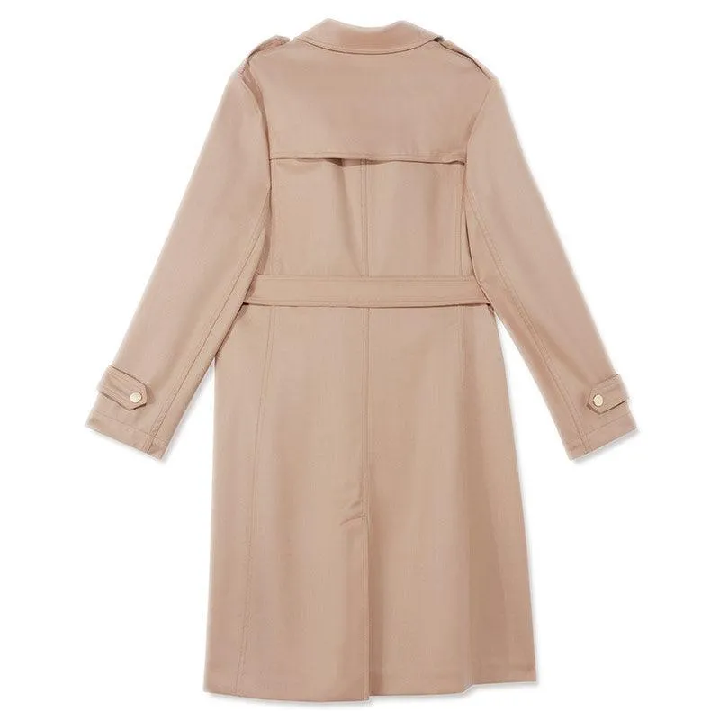 Worsted Woolen Trench Coat With Belt