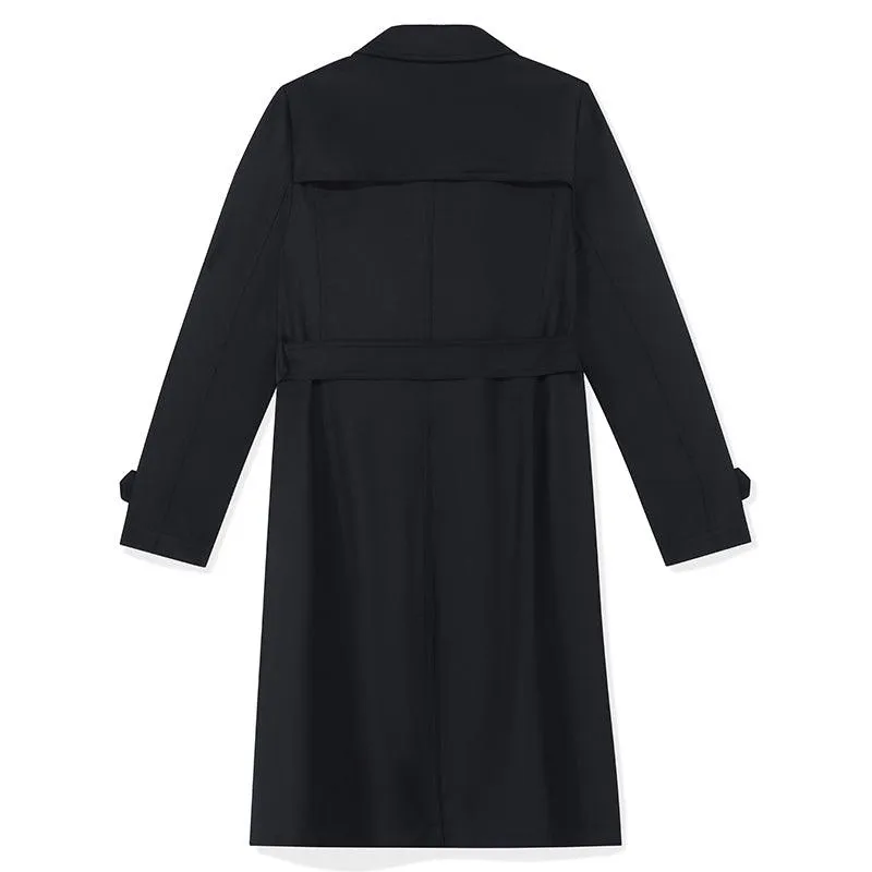 Worsted Woolen Trench Coat With Belt